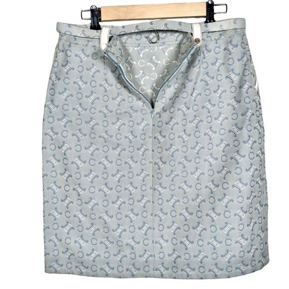 CELINE Vintage Belted Monogram Logo Canvas & Leather Trim Skirt - Picture 9 of 16